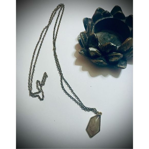 Peach MOONSTONE BROWN NATURAL BOHO STONE HAND-CRAFTED HEALING CRYSTAL NECKLACE - Picture 2 of 5